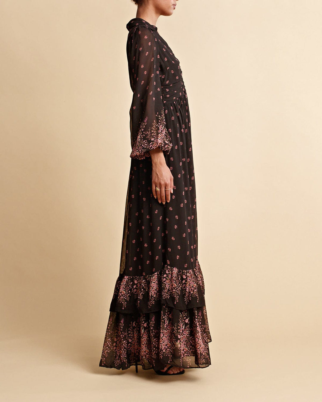 Georgette Shirt Dress Midnight Bouquet | Kjoler | Smuk - Dameklær på nett