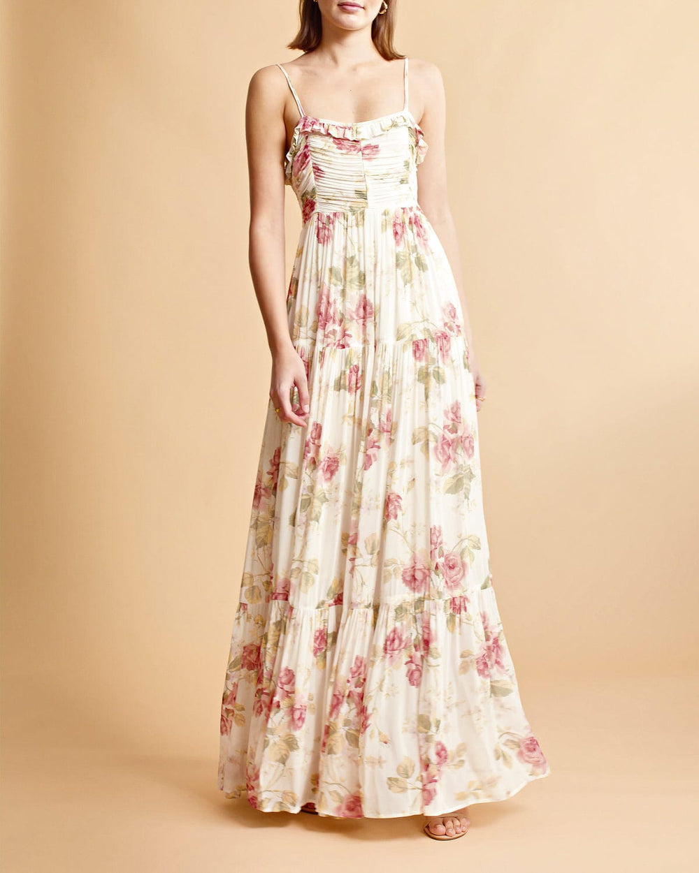 Georgette Strap Dress Pink Roses | Kjoler | Smuk - Dameklær på nett