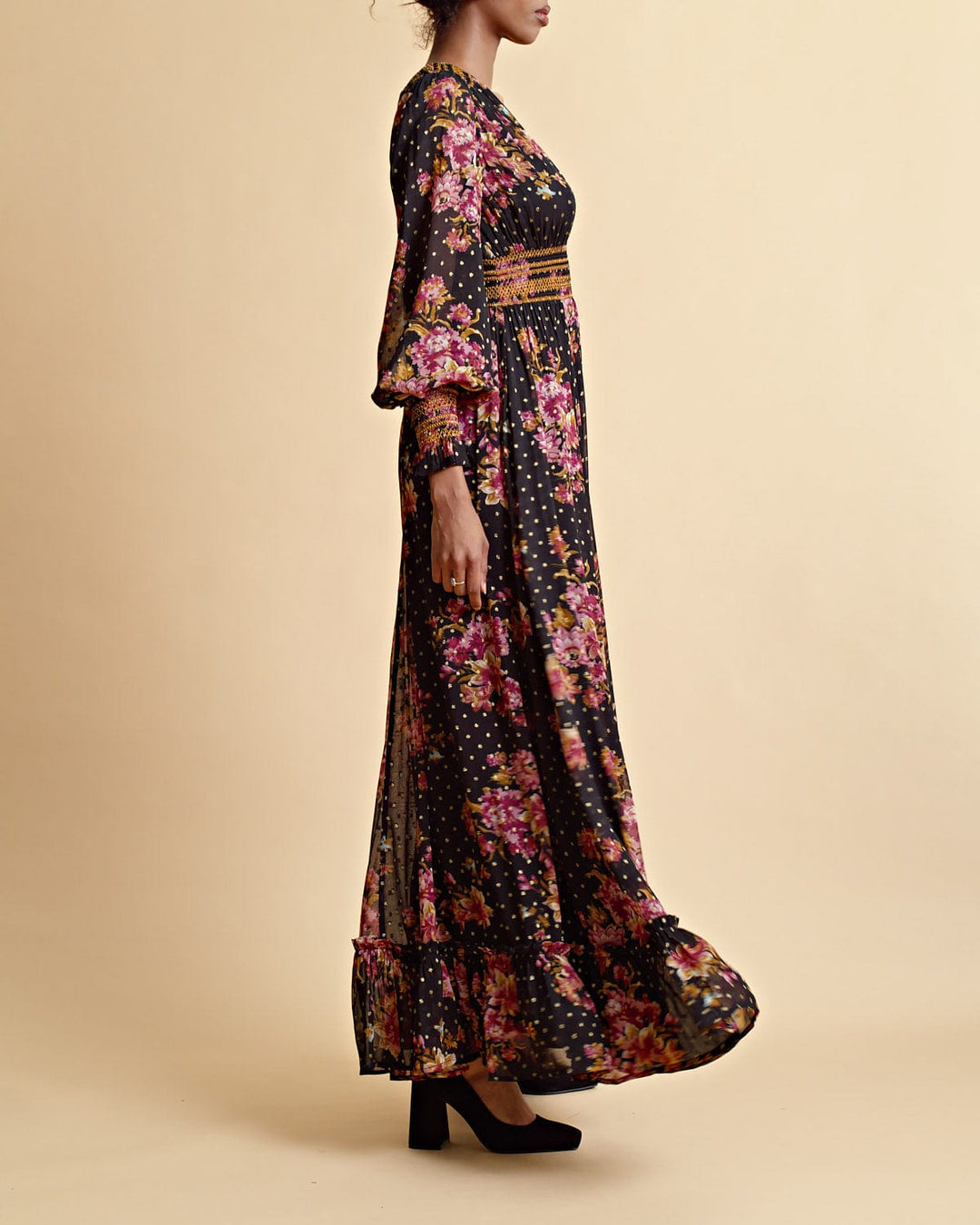 Golden Georgette Maxi Dress Autumn Bouquet | Kjoler | Smuk - Dameklær på nett