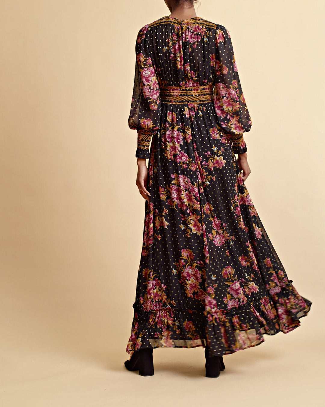 Golden Georgette Maxi Dress Autumn Bouquet | Kjoler | Smuk - Dameklær på nett