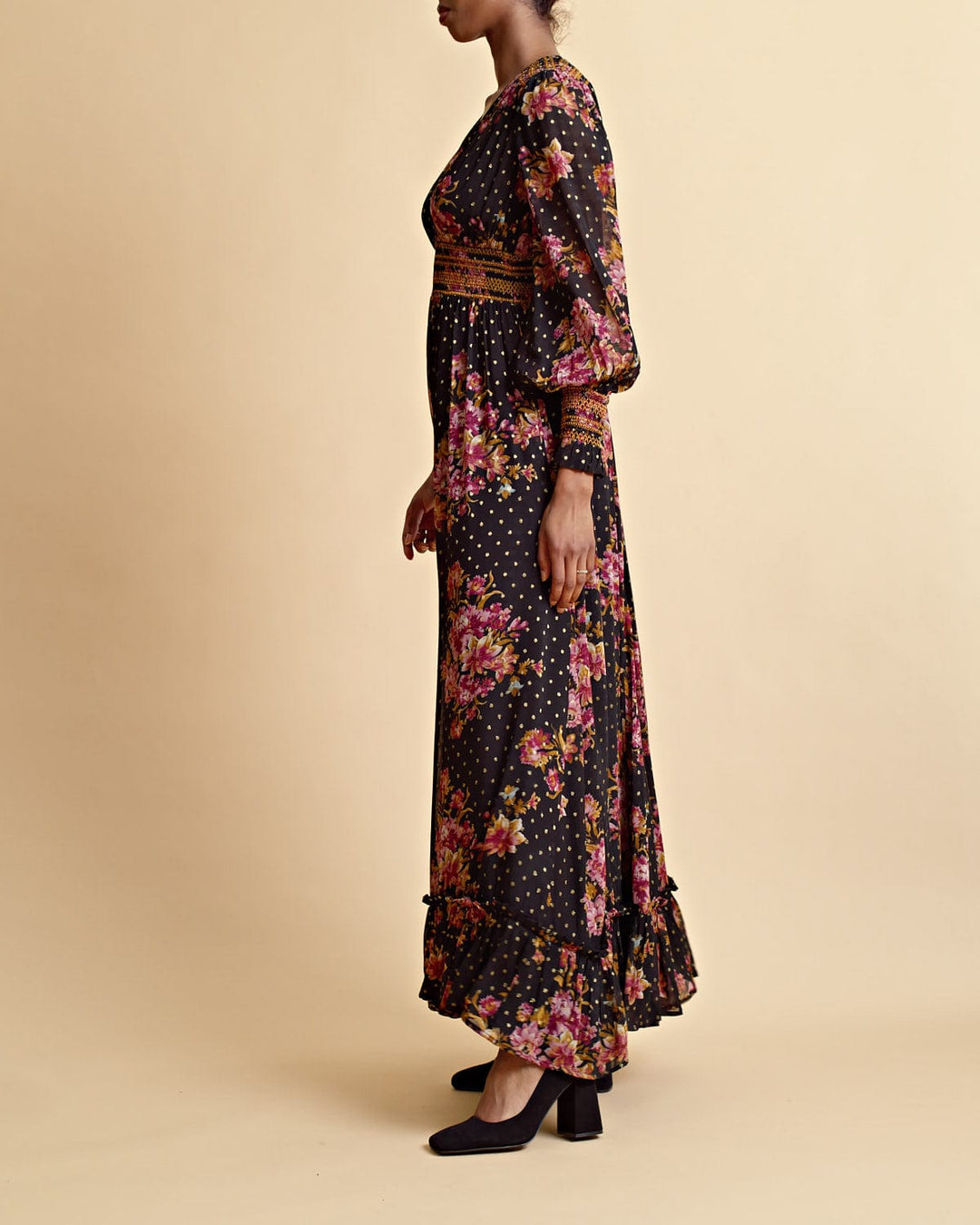 Golden Georgette Maxi Dress Autumn Bouquet | Kjoler | Smuk - Dameklær på nett