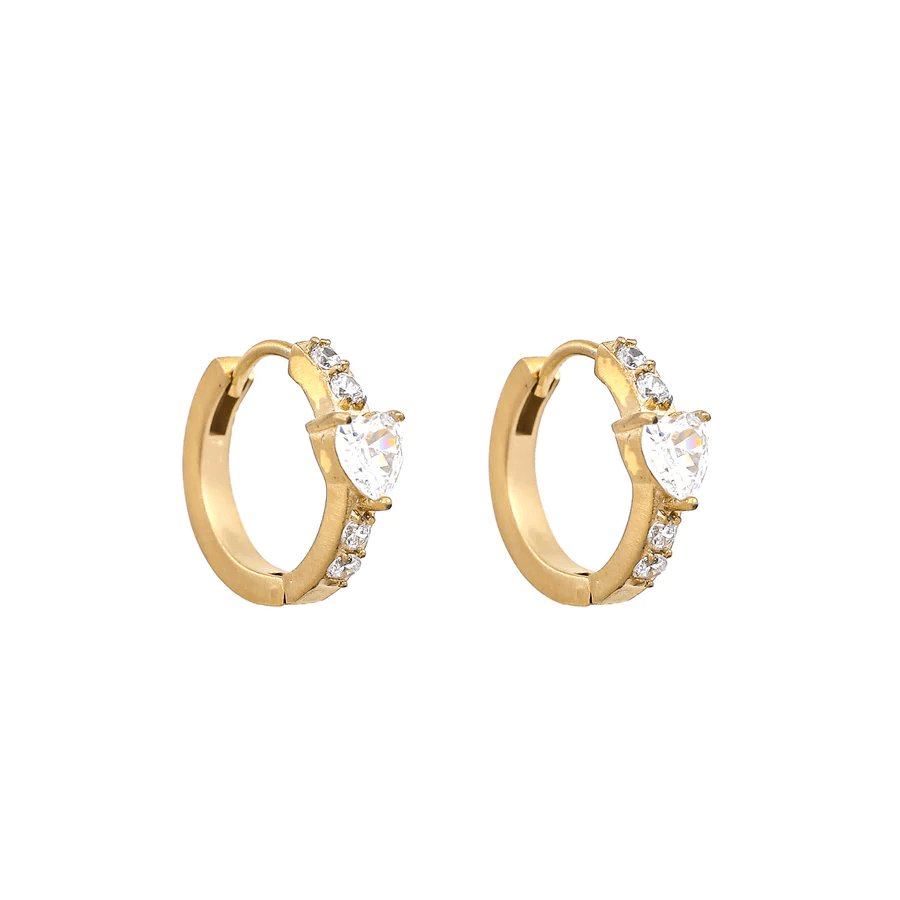 Heart Hoop Ørepynt Clear Stones | Accessories | Smuk - Dameklær på nett