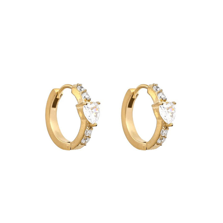 Heart Hoop Ørepynt Clear Stones | Accessories | Smuk - Dameklær på nett