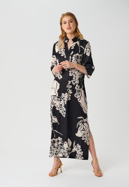 Helga Dress Big Floral Coal | Kjoler | Smuk - Dameklær på nett