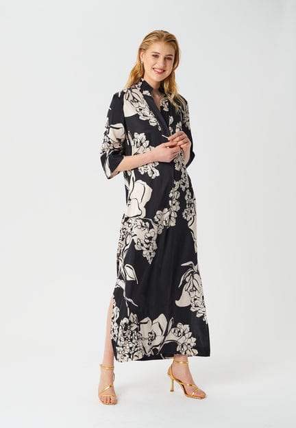 Helga Dress Big Floral Coal | Kjoler | Smuk - Dameklær på nett
