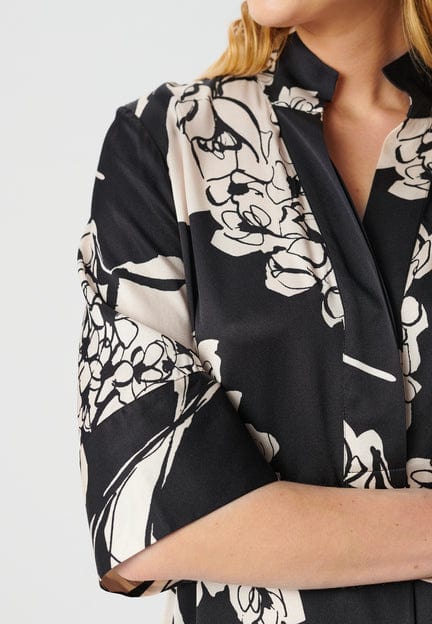 Helga Dress Big Floral Coal | Kjoler | Smuk - Dameklær på nett