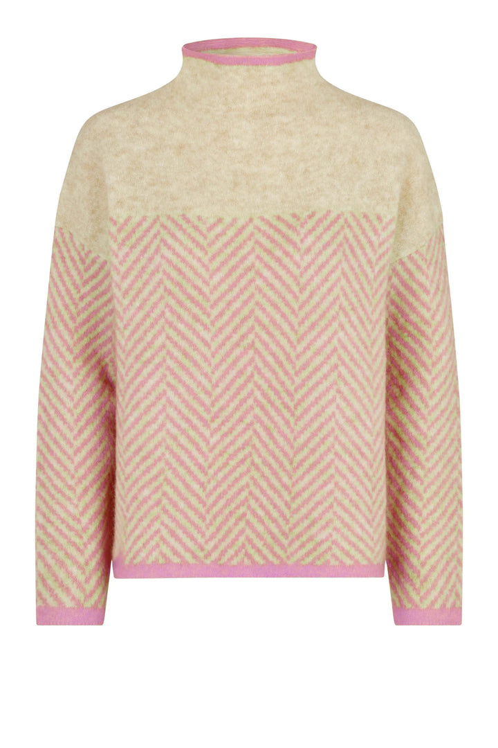 Herrin Knit Stripe T-Neck Begonia Pink | Genser | Smuk - Dameklær på nett