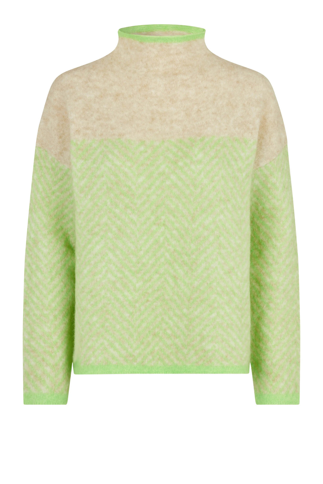 Herrin Knit Stripe T-Neck Pistachio Green | Genser | Smuk - Dameklær på nett