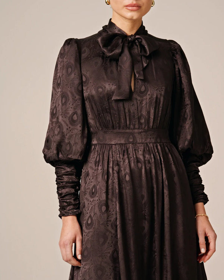Jacquard Midi Dress Black | Kjoler | Smuk - Dameklær på nett