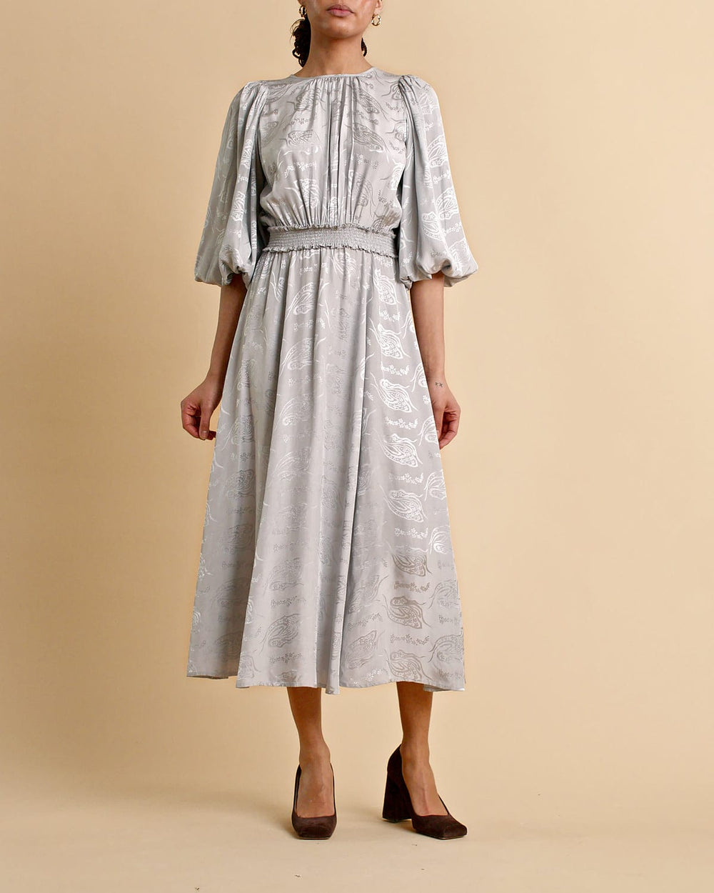Jacquard Midi Dress Silver | Kjoler | Smuk - Dameklær på nett