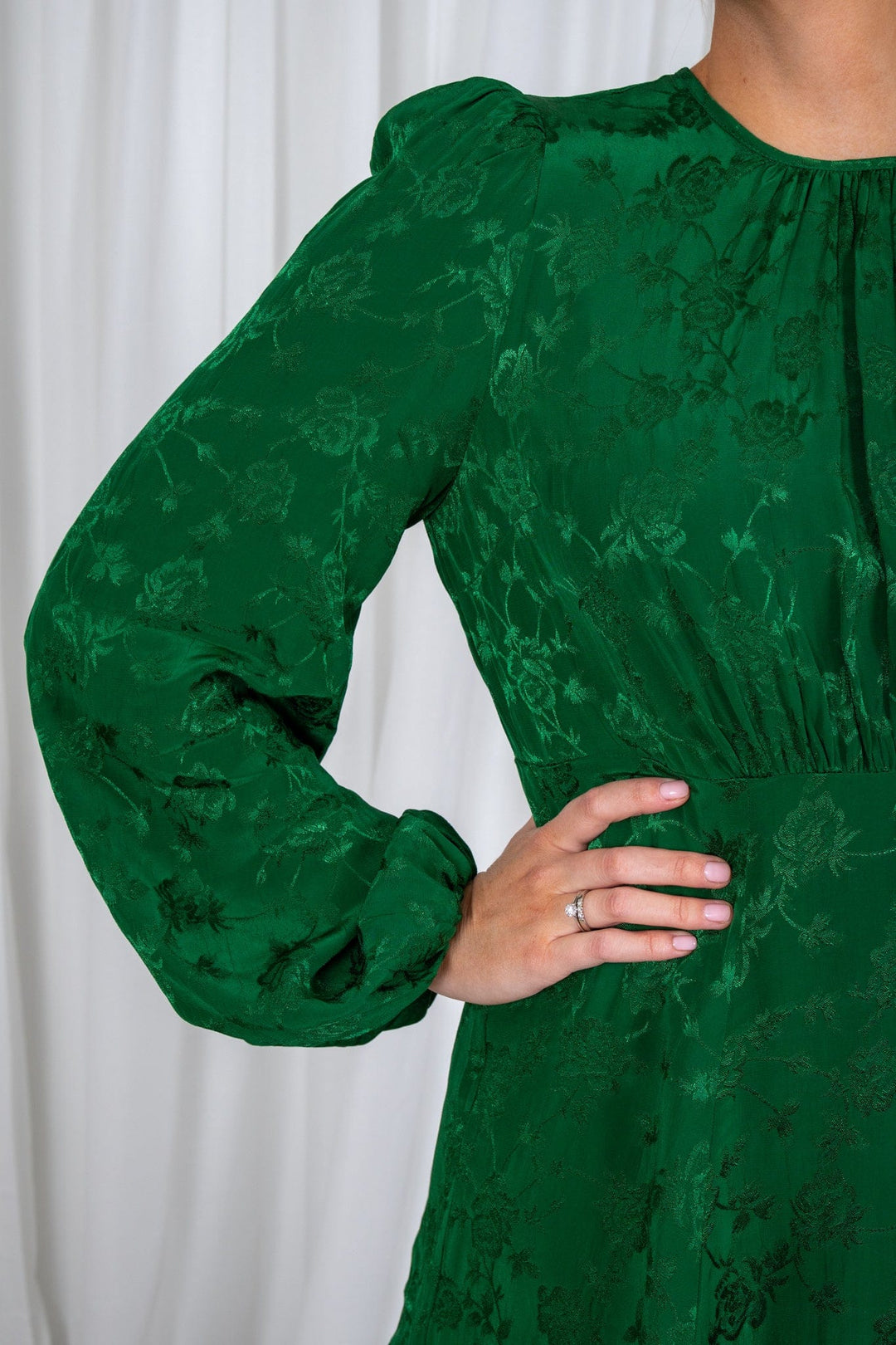 Jacquard Mini Dress Emerald | Kjoler | Smuk - Dameklær på nett