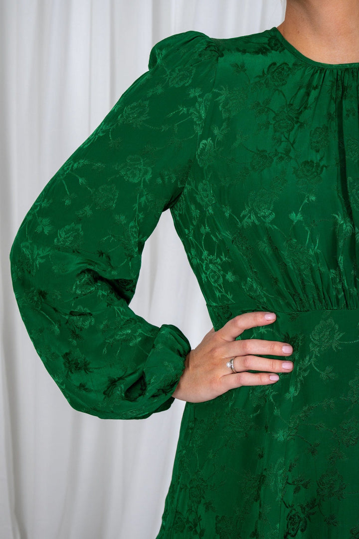 Jacquard Mini Dress Emerald | Kjoler | Smuk - Dameklær på nett