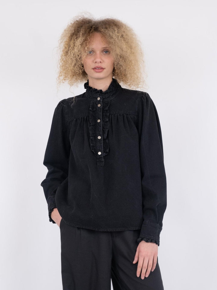 Justine Denim Shirt Black | Skjorter og bluser | Smuk - Dameklær på nett