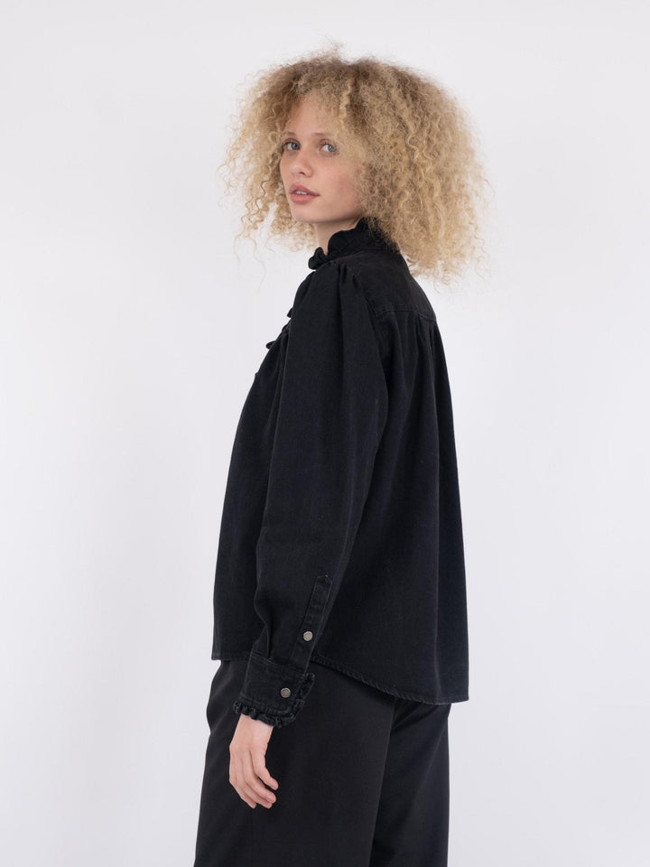 Justine Denim Shirt Black | Skjorter og bluser | Smuk - Dameklær på nett