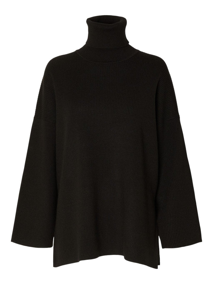 Karo Ls Long Knit Roll Neck Black | Genser | Smuk - Dameklær på nett