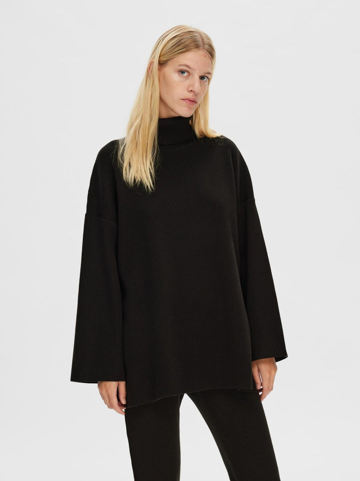 Karo Ls Long Knit Roll Neck Black | Genser | Smuk - Dameklær på nett