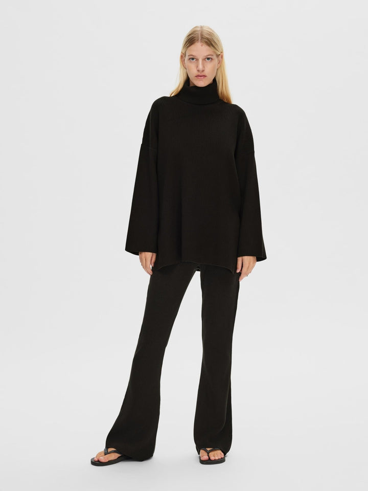 Karo Ls Long Knit Roll Neck Black | Genser | Smuk - Dameklær på nett
