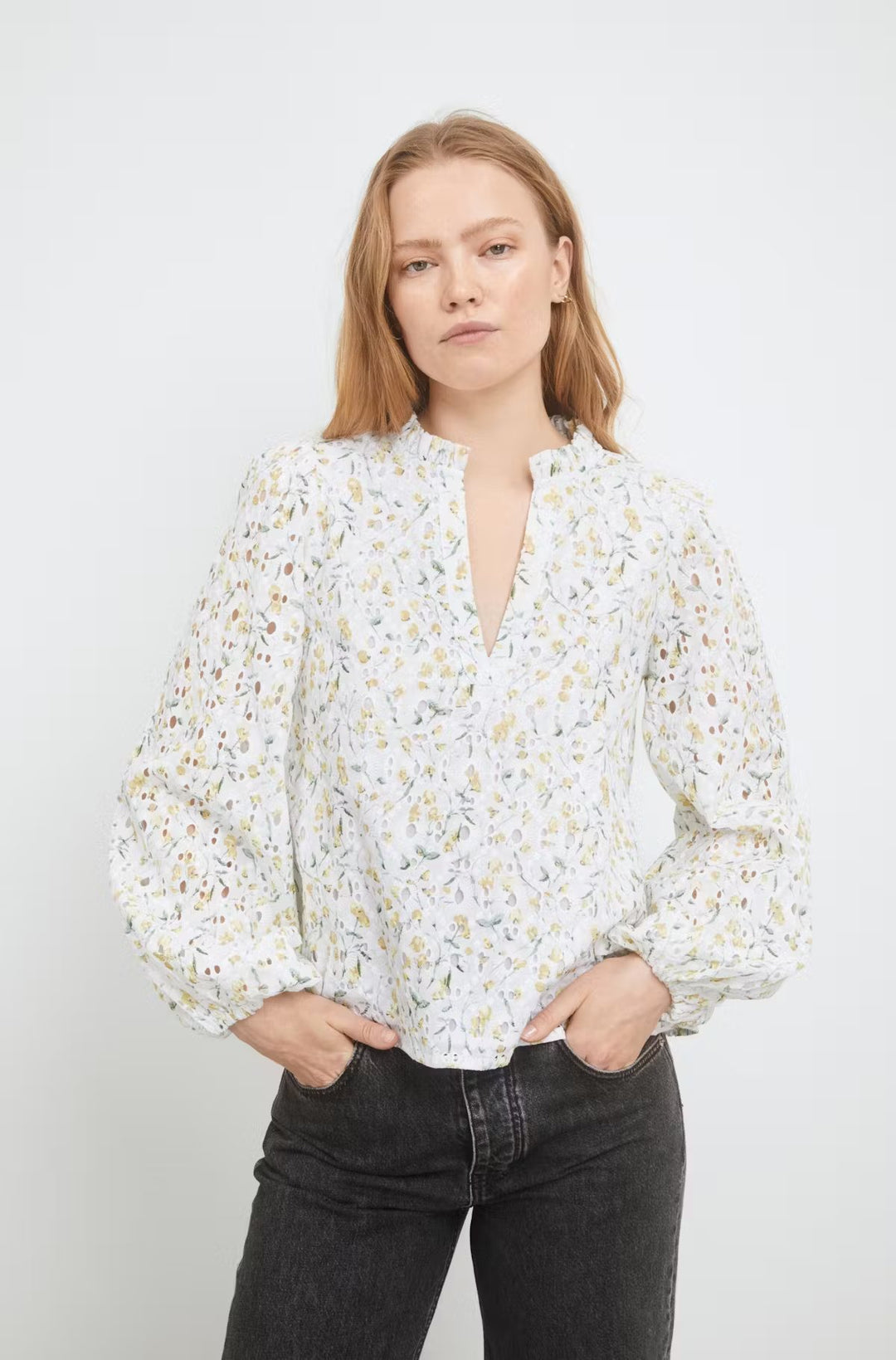 Karro Blouse Yellow Branch Print | Skjorter og bluser | Smuk - Dameklær på nett