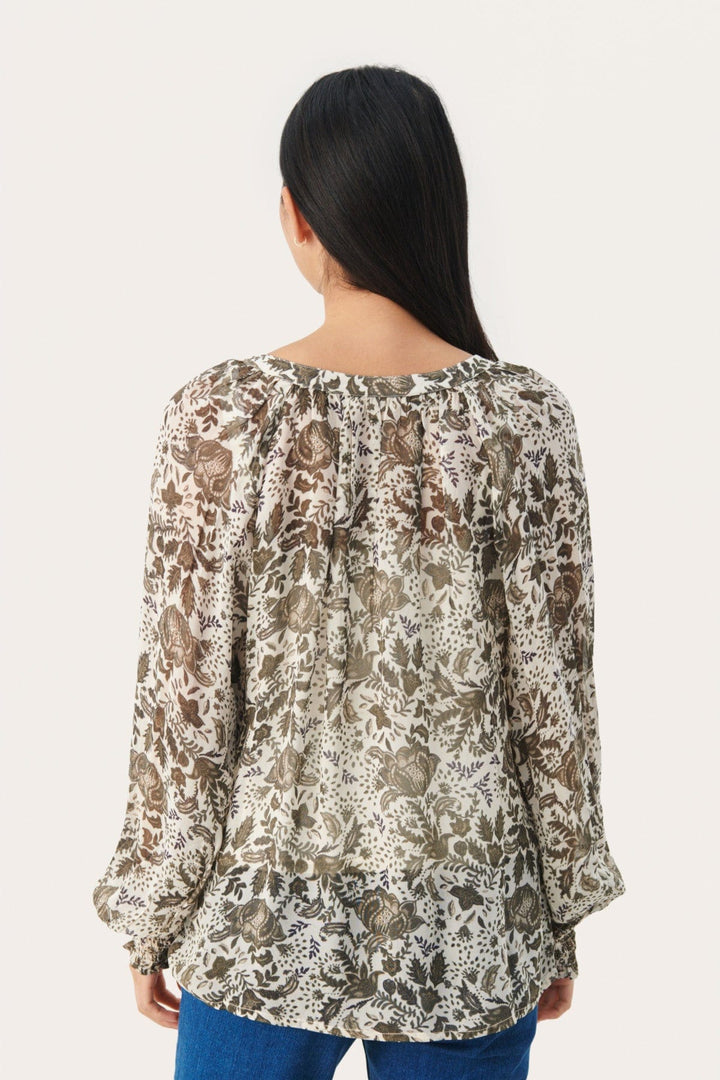 Kettapw Blouse Dusky Green Fleur Print | Skjorter og bluser | Smuk - Dameklær på nett