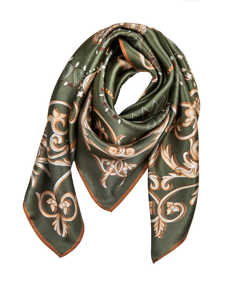 Khaki Green Lola Silk Scarf | Accessories | Smuk - Dameklær på nett