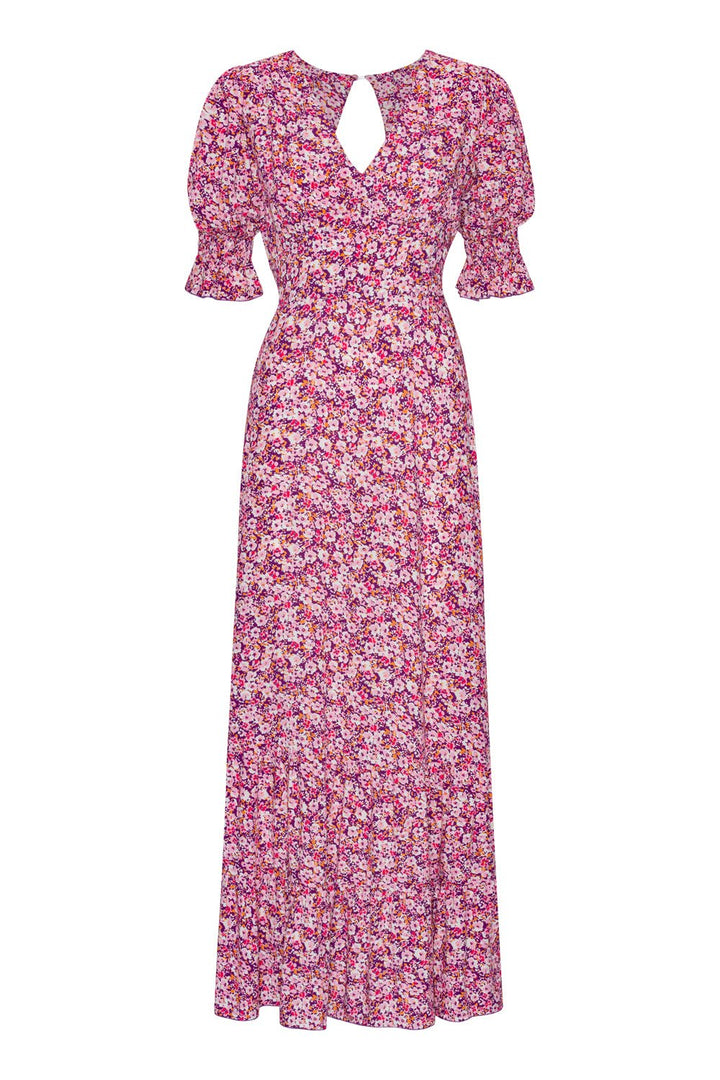 Koko Dress Long Open Back Lilac Bordeaux Big Flower | Kjoler | Smuk - Dameklær på nett