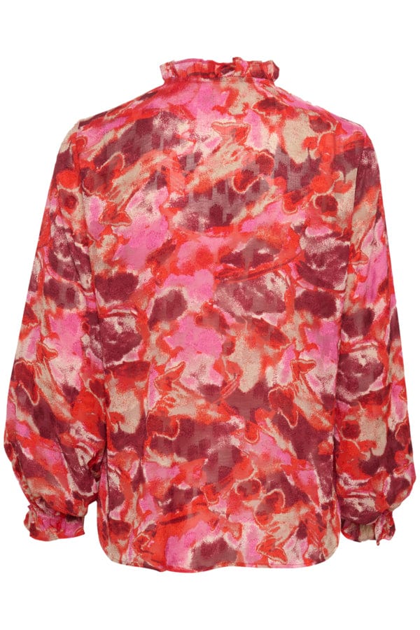 Lasiraiw Shirt Red Abstract Leaves | Skjorter og bluser | Smuk - Dameklær på nett