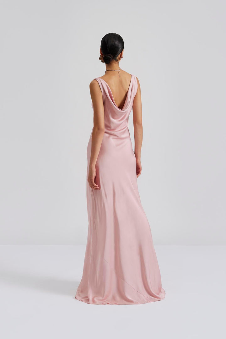 Leah Cowl Satin Maxi Dress Blush | Kjoler | Smuk - Dameklær på nett