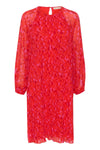 Lendraiw Short Dress Red Plisse Strokes