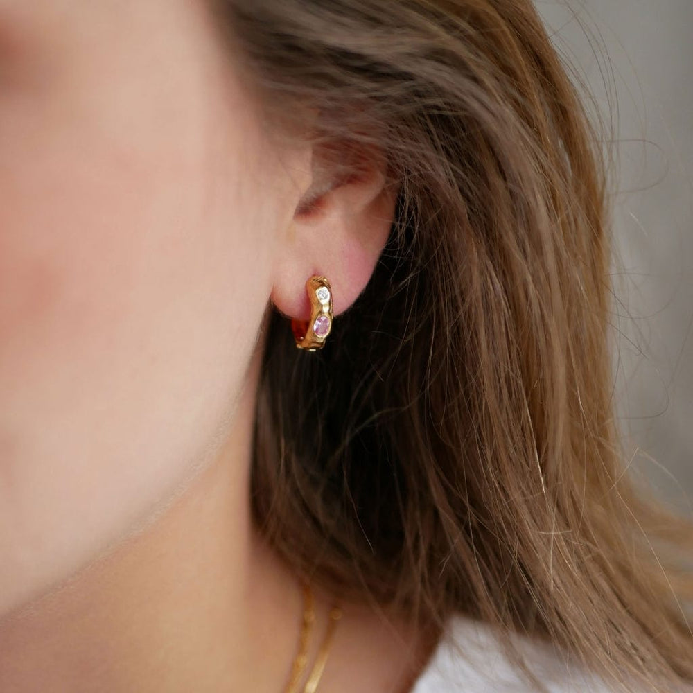 Leonora Hoops Pink/White | Accessories | Smuk - Dameklær på nett