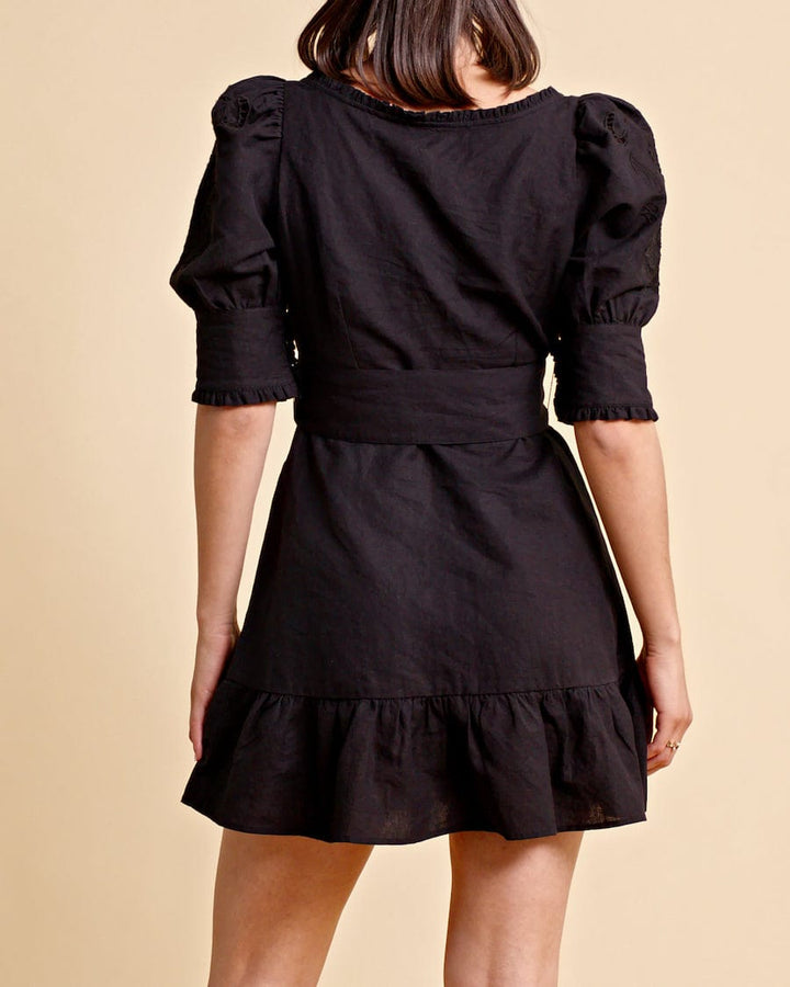 Linen Mini Dress Black | Kjoler | Smuk - Dameklær på nett