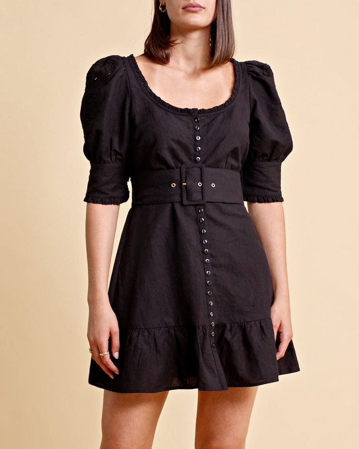 Linen Mini Dress Black | Kjoler | Smuk - Dameklær på nett