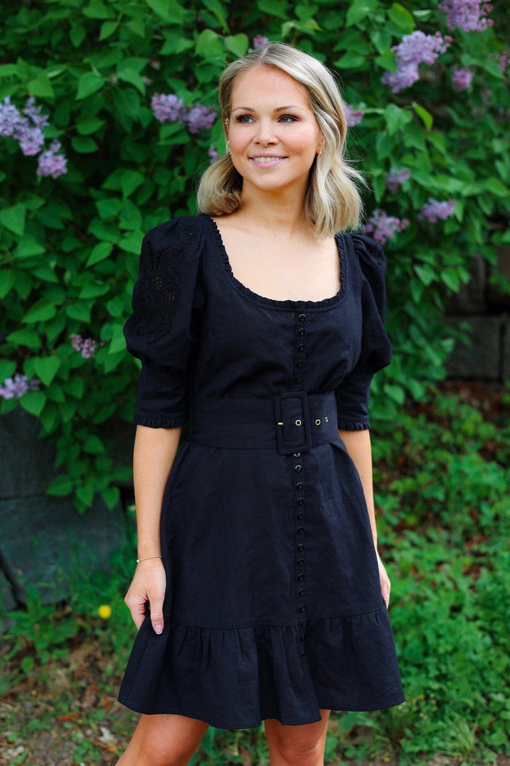 Linen Mini Dress Black | Kjoler | Smuk - Dameklær på nett