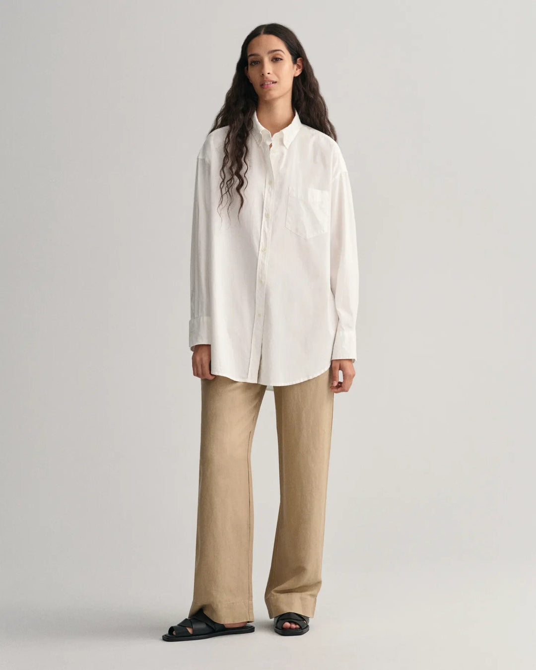 Linen Viscose Pull-On Pants Horn Beige | Bukser | Smuk - Dameklær på nett