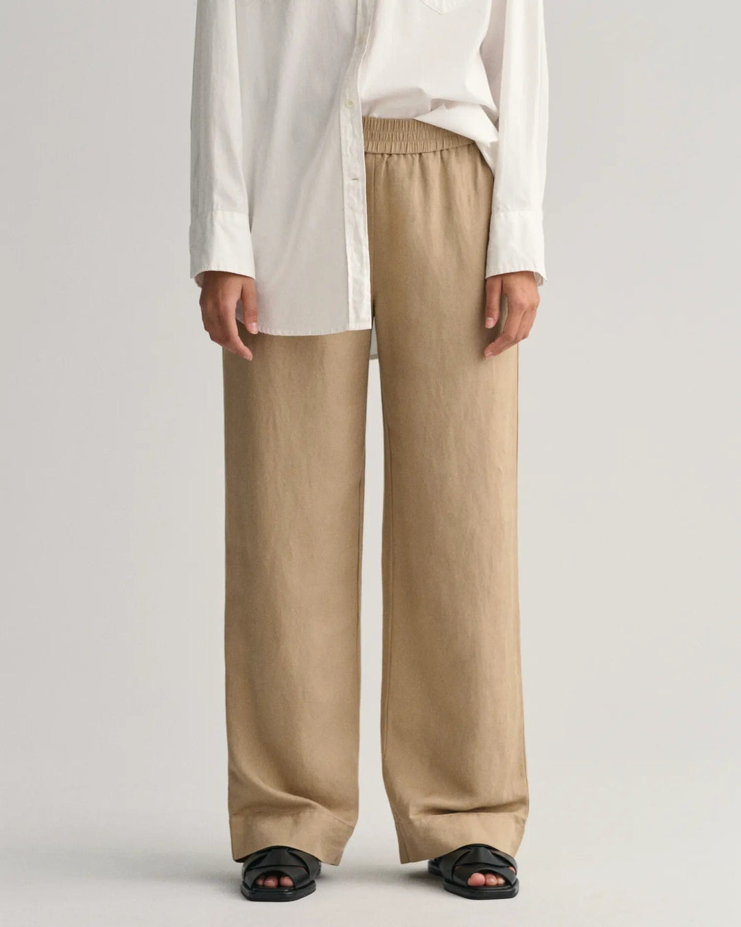 Linen Viscose Pull-On Pants Horn Beige | Bukser | Smuk - Dameklær på nett