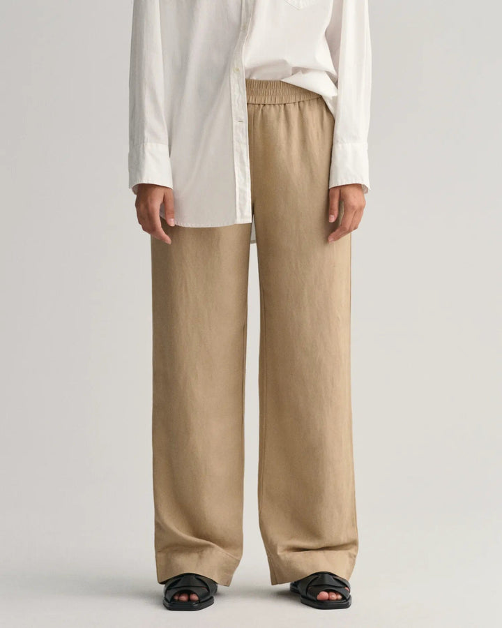 Linen Viscose Pull-On Pants Horn Beige | Bukser | Smuk - Dameklær på nett