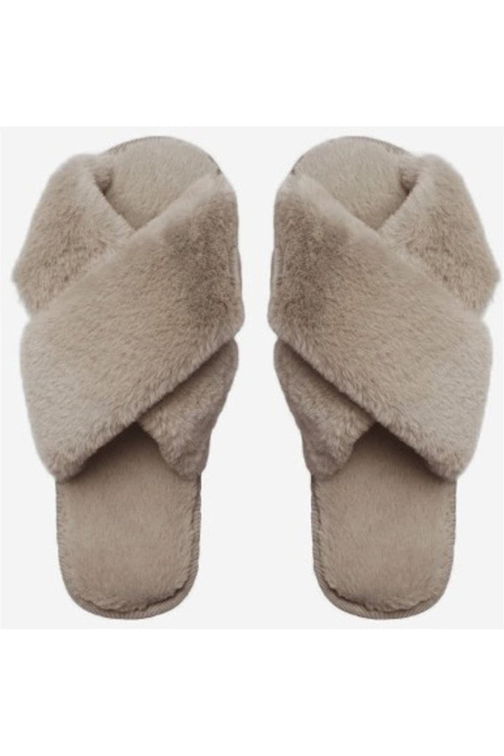 Lou Faux Fur Slippers Taupe | Sko | Smuk - Dameklær på nett