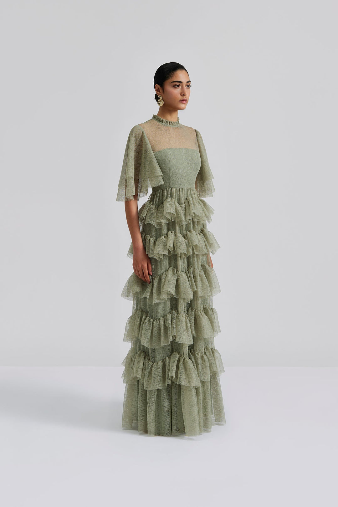 Louella Short Sleeve Lace Maxi Dress Sage | Kjoler | Smuk - Dameklær på nett