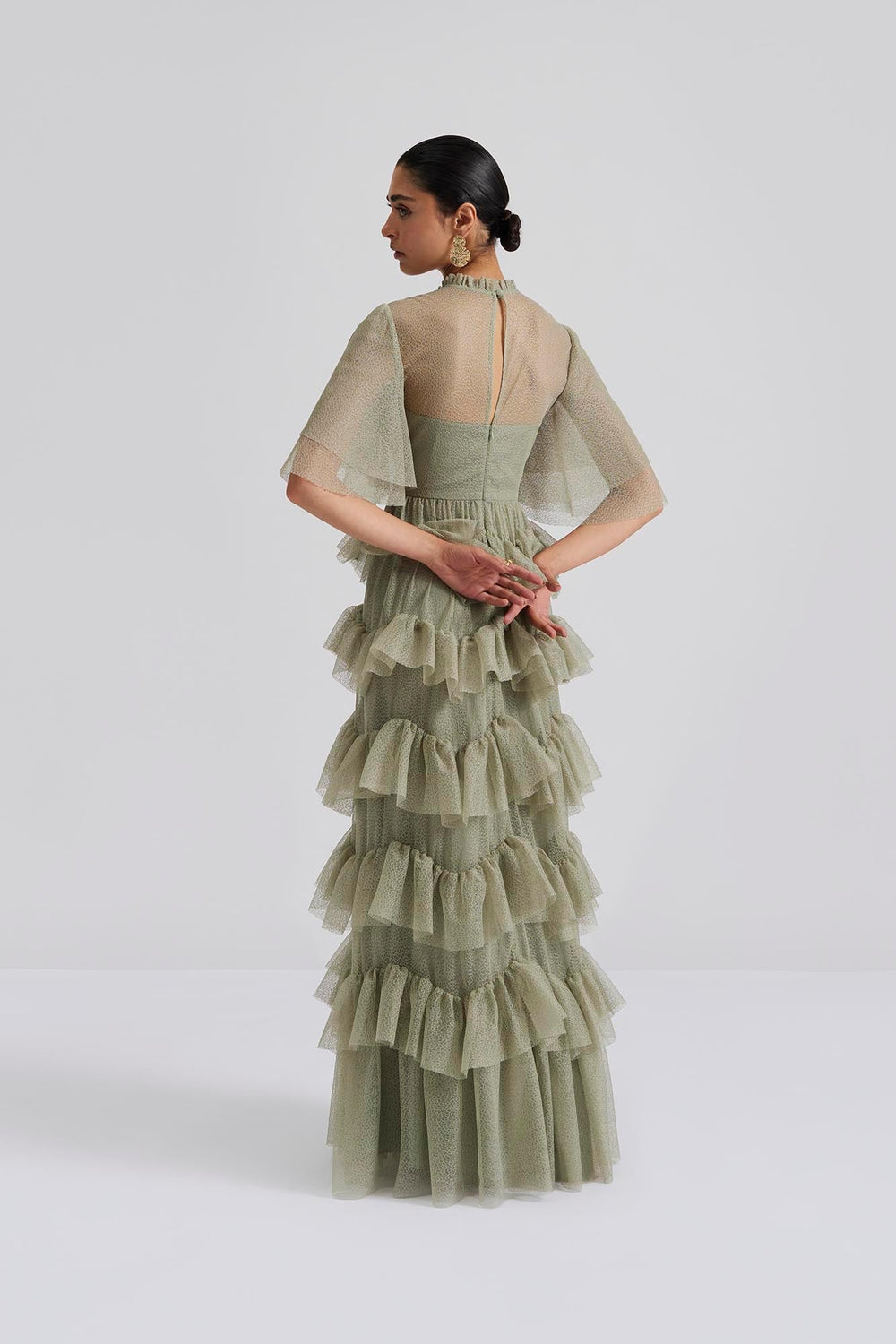 Louella Short Sleeve Lace Maxi Dress Sage | Kjoler | Smuk - Dameklær på nett