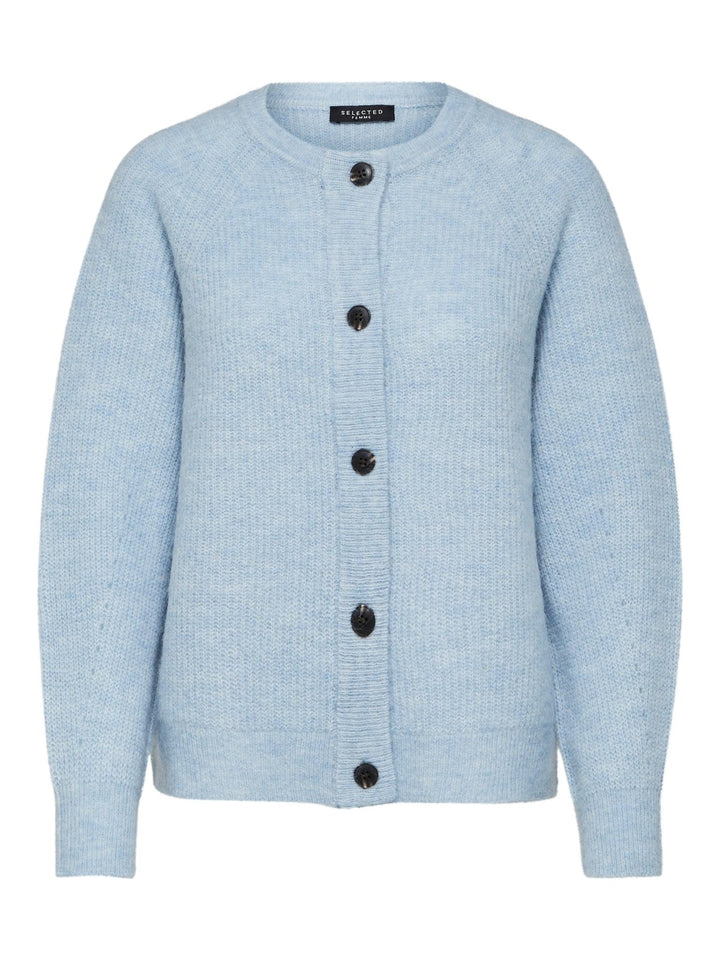 Lulu Ls Knit Short Cardigan B Cashmere Blue Melange | Genser | Smuk - Dameklær på nett