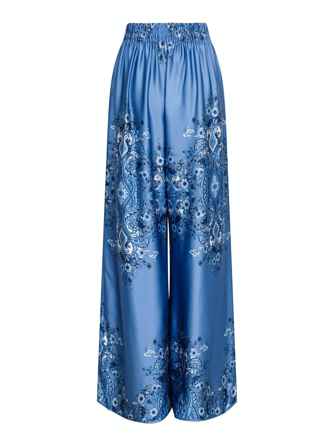 Mana Paisley Border Pants Dusty Blue | Bukser | Smuk - Dameklær på nett
