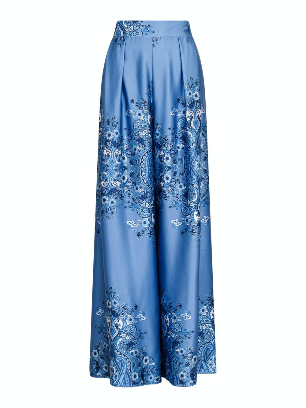 Mana Paisley Border Pants Dusty Blue | Bukser | Smuk - Dameklær på nett