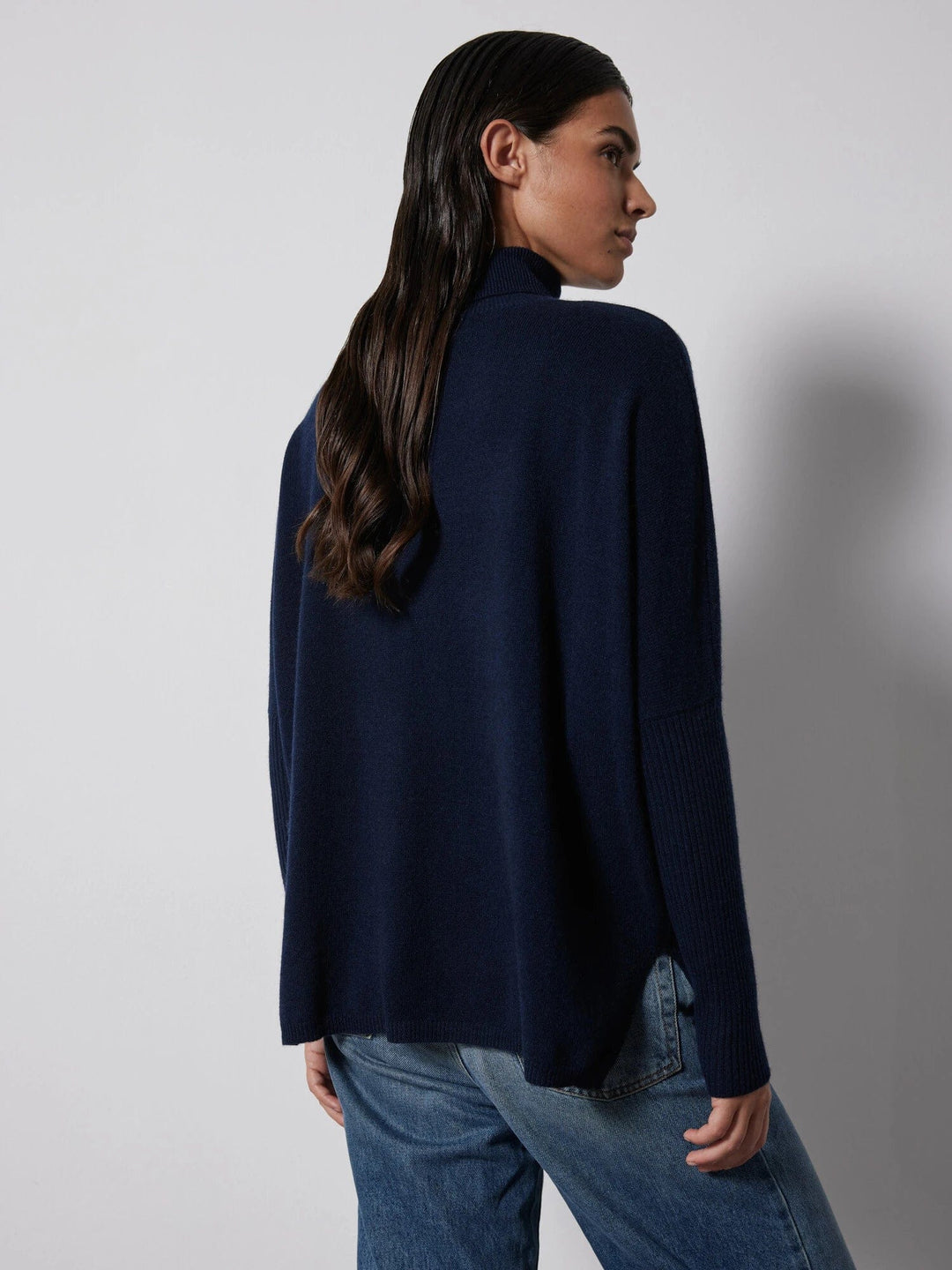 Margareth Poncho Sweater Bleu Nuit | Genser | Smuk - Dameklær på nett