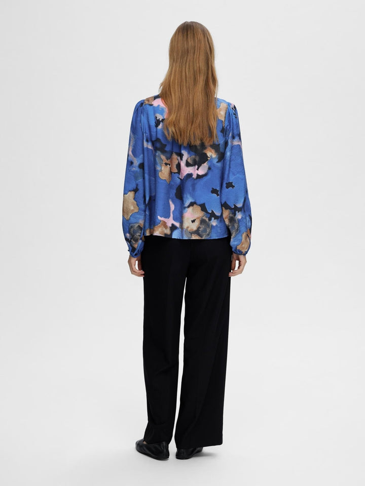 Mariette Ls Aop Top Dark Sapphire | Topper | Smuk - Dameklær på nett