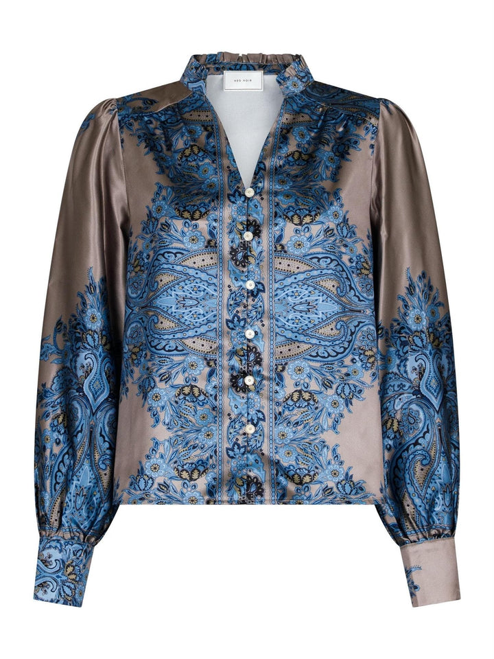 Massima Paisley Border Blouse Blue | Skjorter og bluser | Smuk - Dameklær på nett