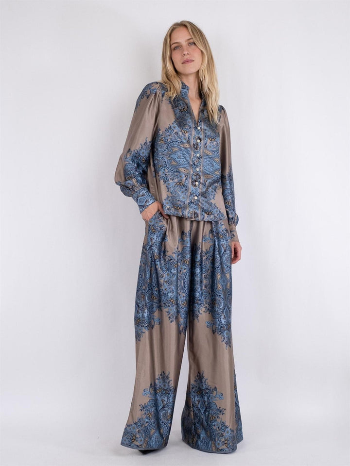 Massima Paisley Border Blouse Blue | Skjorter og bluser | Smuk - Dameklær på nett