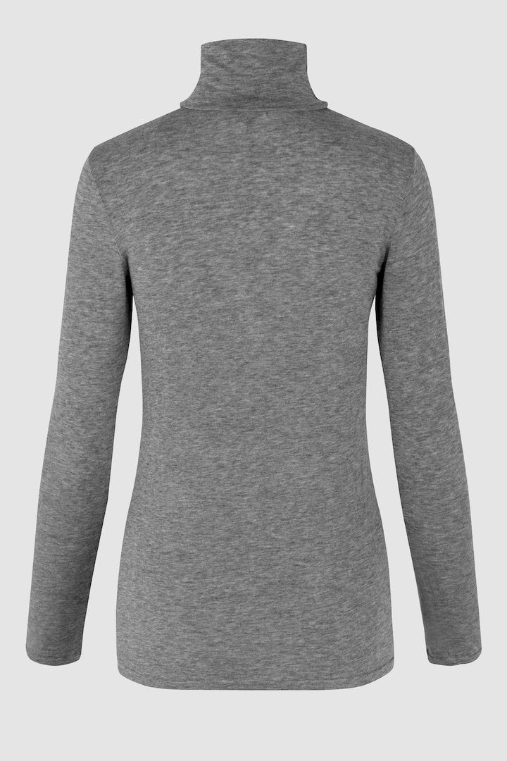 Matima T-Neck Tee Grey Melange | Genser | Smuk - Dameklær på nett