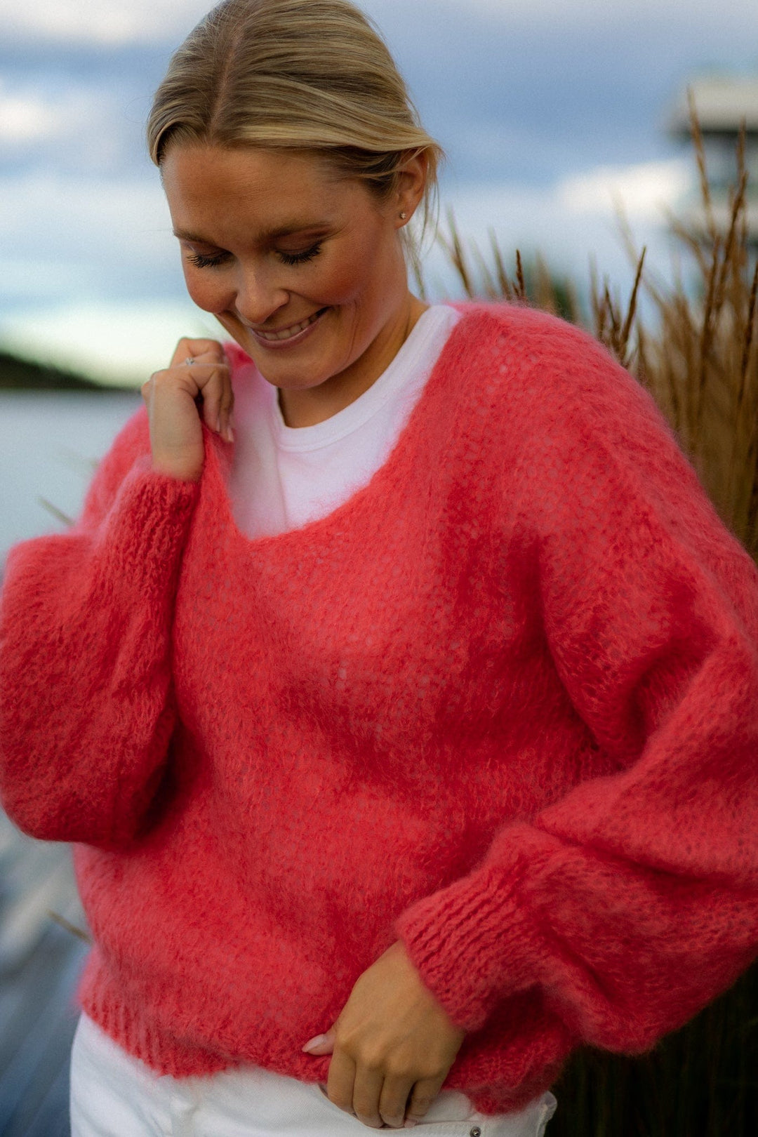 Milana Ls Mohair Knit Coral Red | Genser | Smuk - Dameklær på nett