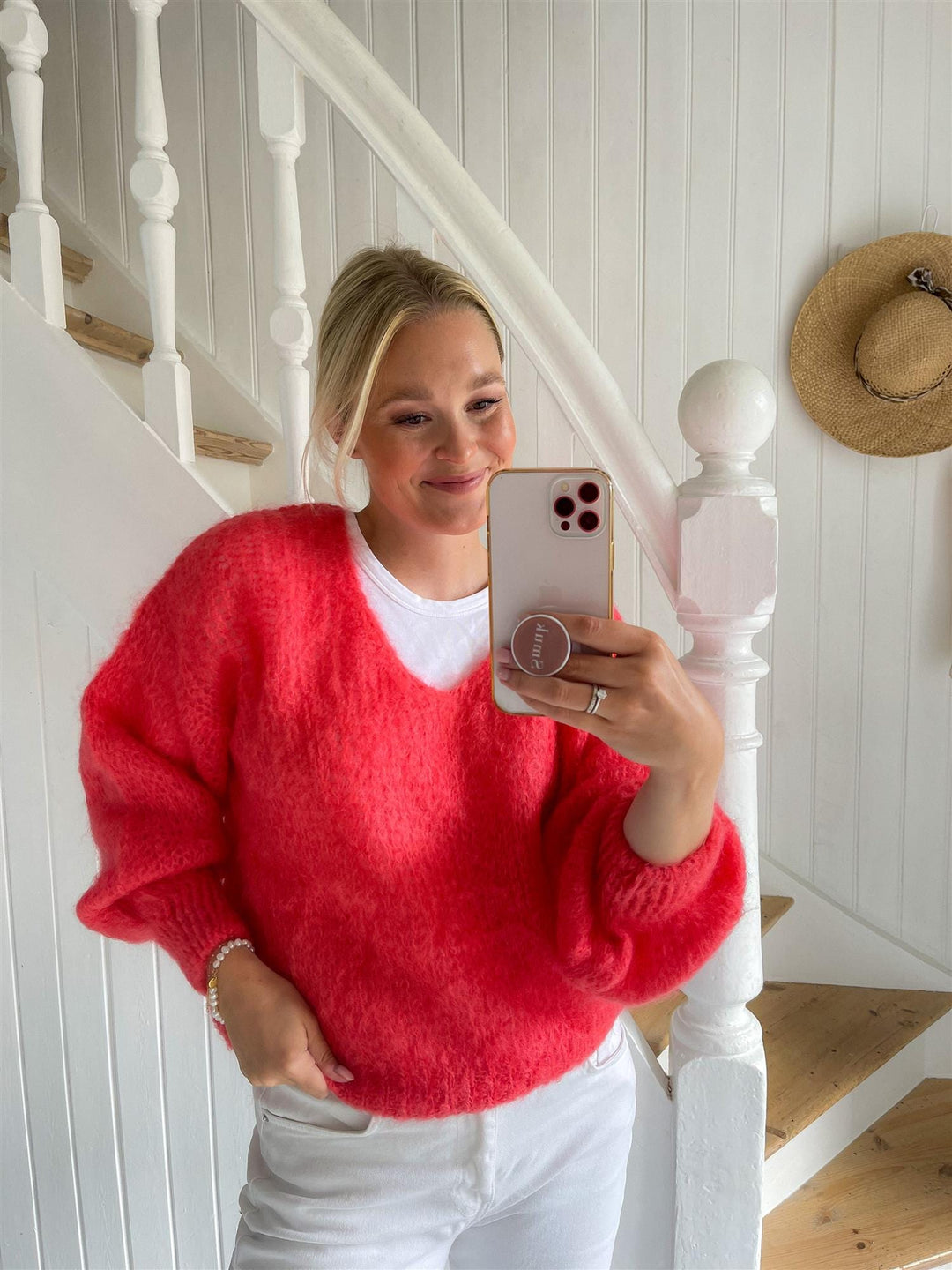 Milana Ls Mohair Knit Coral Red | Genser | Smuk - Dameklær på nett