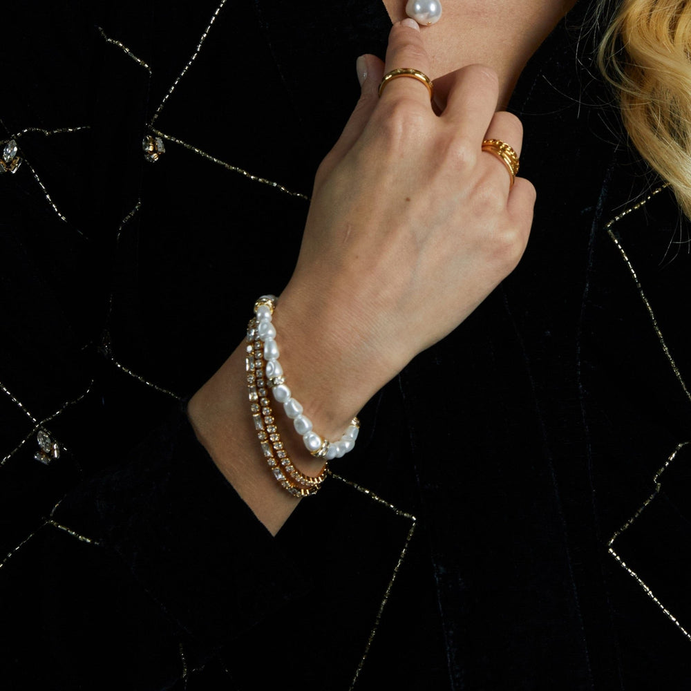 Mixed Baguette Stone Tennis Bracelet Pale Gold | Accessories | Smuk - Dameklær på nett