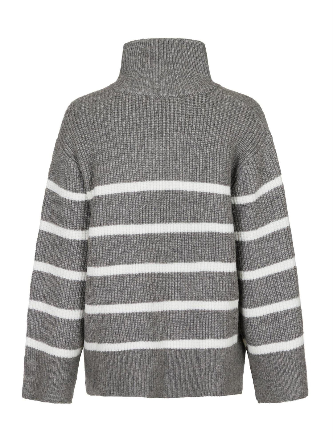 Nevena Stripe Knit Blouse Dark Grey/Off White | Genser | Smuk - Dameklær på nett